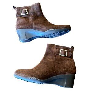 Aerosoles Entourage Brown Suede Wedge Bootie 8.5